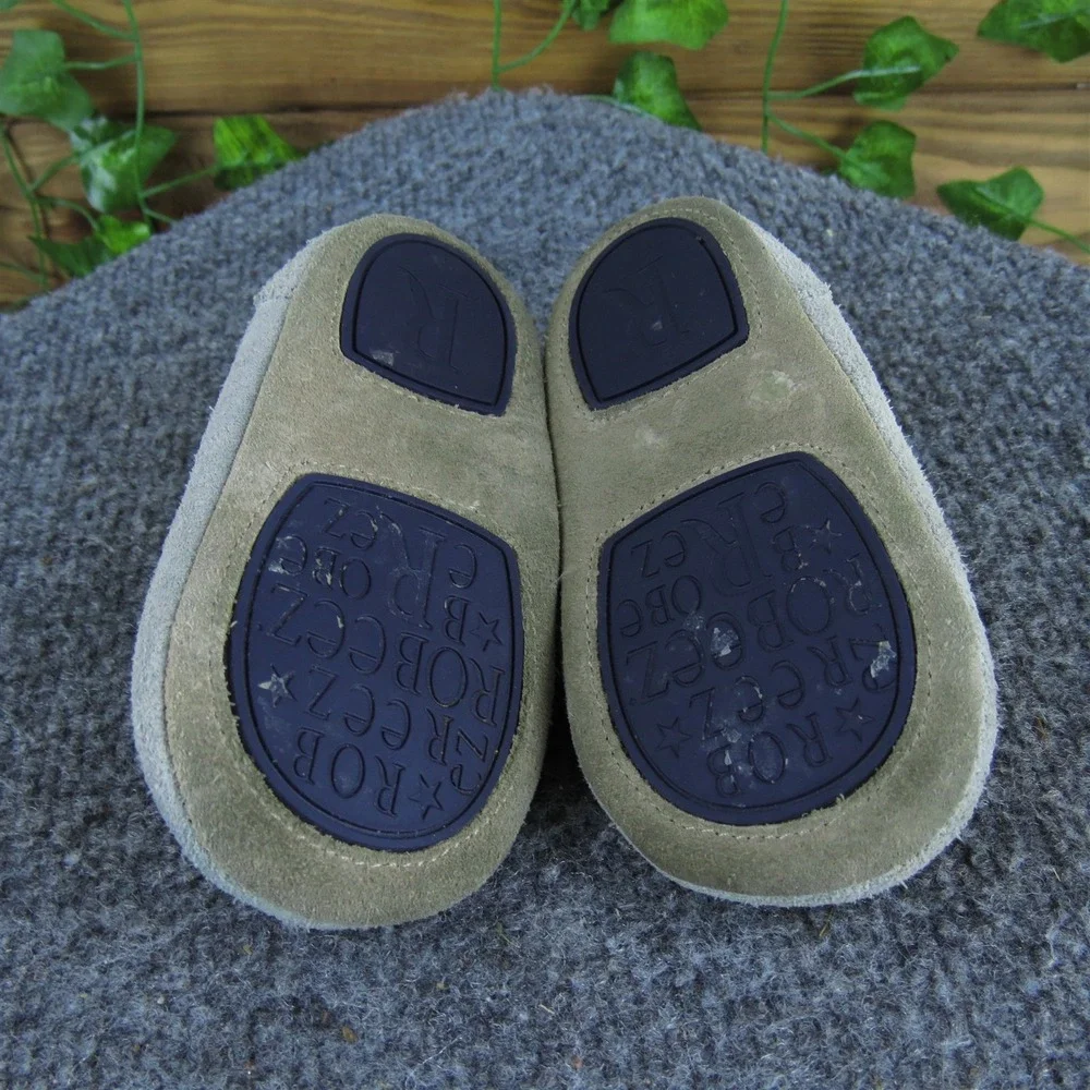 Robeez Girls Crib ‎ Sz T 5 Medium Gray Leather Hook & Loop
